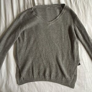 Gray V-Neck Women's Sweater